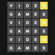 A close up of the word grid as seen in Wordle featuring the words video and games.